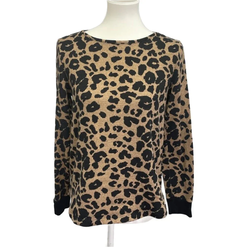 Pink Clover Womens Small Polyester Blend Leopard Spot Animal Print Sweater